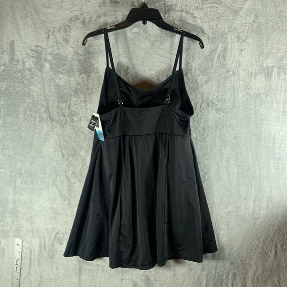 Swim Solutions‎ Women's Swimsuit Dress 18 Black One Piece Empire Tie Waist NWT - Picture 2 of 9